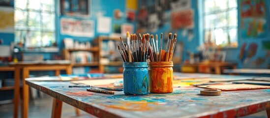 Art supplies in an art room