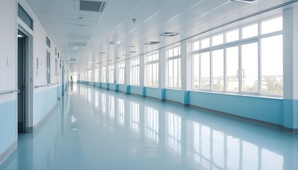 Obraz premium Bright and Modern Hospital Corridor