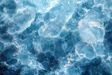 Detailed examination of unique ice formations displaying various shades of blue in a cold environment, highlighting nature's artistry and complexity