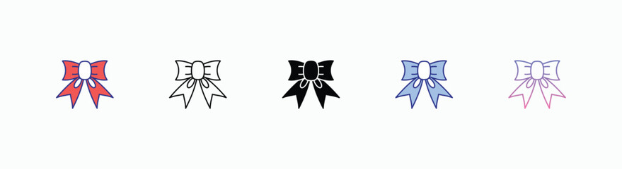 Present Bow icons set in different style vector stock 