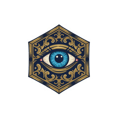 Ornate Eye Symbol in a Hexagon