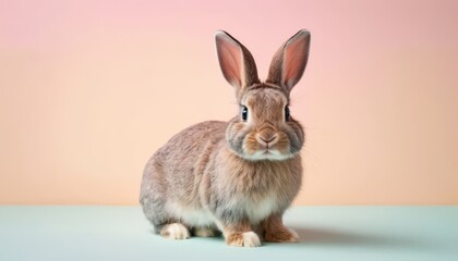 Obraz premium A rodent with long ears poses against a soft background.