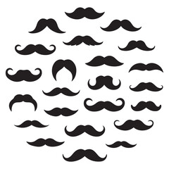 Vector Black silhouettes mustache icons. with white background