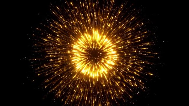 Sparkling golden explosion suitable for festive designs, luxury branding, celebration themes. Adds glamour to social media posts, invitations, advertisements.