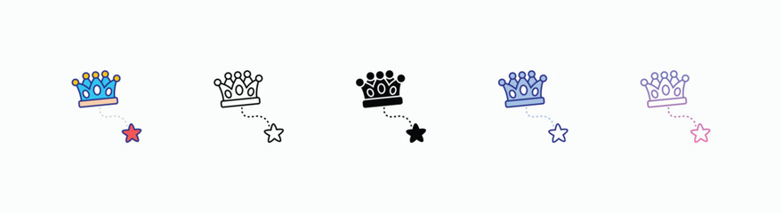 Birthday Crown icons set in different style vector stock 