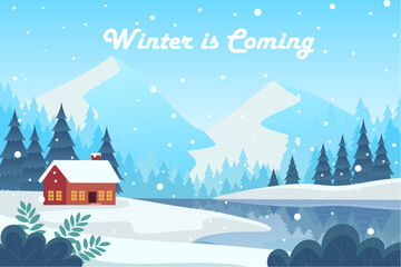 Naklejka premium Playful Winter Clipart with Text and Snow Globe: Adorable winter clipart with “Hello Winter” message, snow globe, and decorative plants. Great for scrapbooking, stickers, and digital prints.