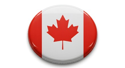 Red and White Circular Icon with Leaf Design on White Background