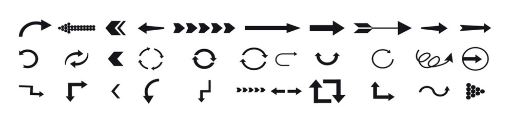 Hand drawn scribble crayon set. Squiggle doodle arrow . Vector illustration