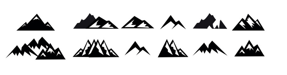 Black silhouette mountains outline vector illustration, vector illustration