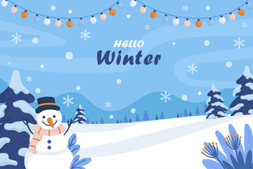 Festive Snowman in Snow Globe Vector Art: A cute snowman inside a snow globe with presents and a Christmas tree, surrounded by snow and winter foliage. Ideal for winter promotions and kids designs.