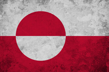 Naklejka premium Greenland flag, grunge style. Silk flag background
