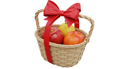 Isolated Fruit Basket with Bow