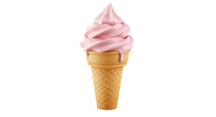 Isolated Pink Ice Cream Cone