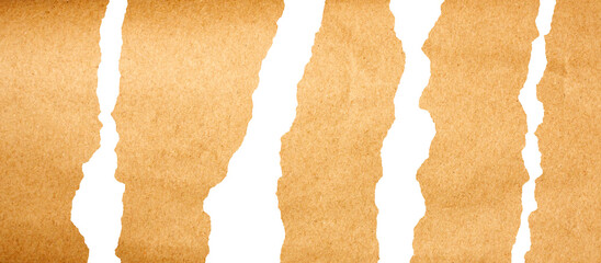 Textured Torn Brown Paper Edge Isolated on Transparent Background for Creative Design.