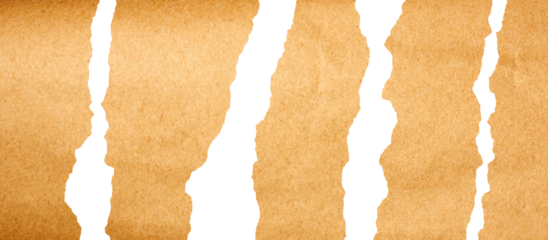 Textured Torn Brown Paper Edge Isolated on Transparent Background for Creative Design.