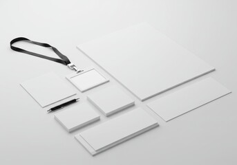 Minimalist office stationary flat lay corporate workspace mockup