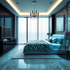 modern luxury bedroom interior zebra color