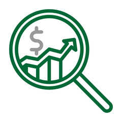 Financial Analysis Vector Line Dark Green Grey Icon Design