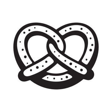 recommend clip art: Freshly baked soft pretzel in bold outlined vector flat icon style