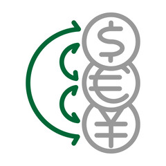 Foreign Exchange (Forex) Trading Vector Line Dark Green Grey Icon Design