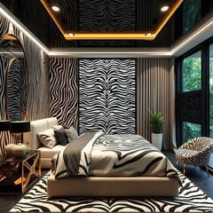 modern luxury bedroom interior zebra color