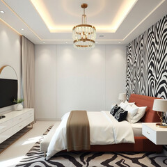 modern luxury bedroom interior zebra color