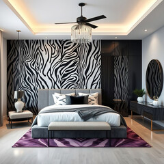 modern luxury bedroom interior zebra color