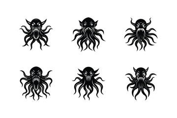 kraken squid monster head vector art silhouette