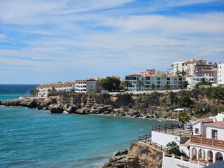 Nerja,Spain - October 10, 2024: View of the town of Nerja, in Malaga, Andalucia, Spain