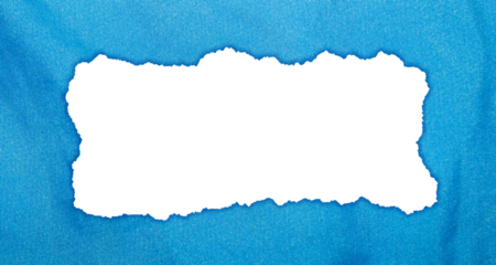 Realistic Frames of Textured Blue Torn Fabric on Transparent Background for Creative Design
