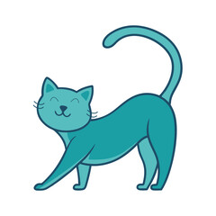 Minimalist Cat Stretching Line Art Vector Illustration