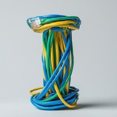 Colorful Entwined Electrical Cables Forming a Sculptural Artistic Design