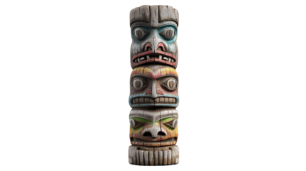 Intricately designed ancient totem pole showcasing cultural significance and artistic craftsmanship in historic native traditions