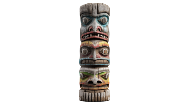 Intricately designed ancient totem pole showcasing cultural significance and artistic craftsmanship in historic native traditions