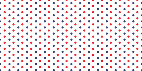 Polka Dot pattern, red and blue dots on white background, seamless texture