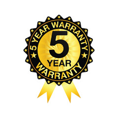 Premium Gold 1-Year Warranty Badge with Ribbon for Product Guarantee and Quality Assurance