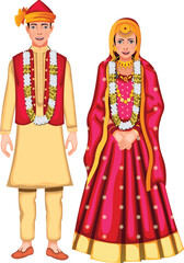Kashmiri wedding couple in Traditional Costume of Jammu and Kashmir