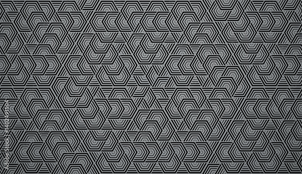 Poster abstract geometric pattern with stripes, lines. seamless vector background. gray and black ornament.