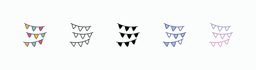 Streamers icons set in different style vector stock 