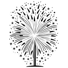 Celebratory Fireworks Display Illustration Style