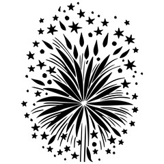 Elegant Monochrome Fireworks Burst Vector Graphic