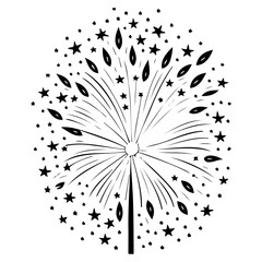 Festive Fireworks Celebration Ink Sketchy Art