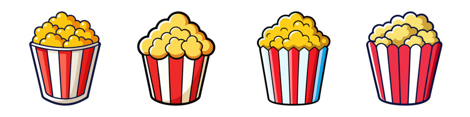 Four Delicious Buckets of Popcorn Ready to Eat