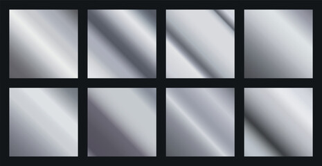 Set of 8 pcs. aluminum backgrounds texture - Vector illustration