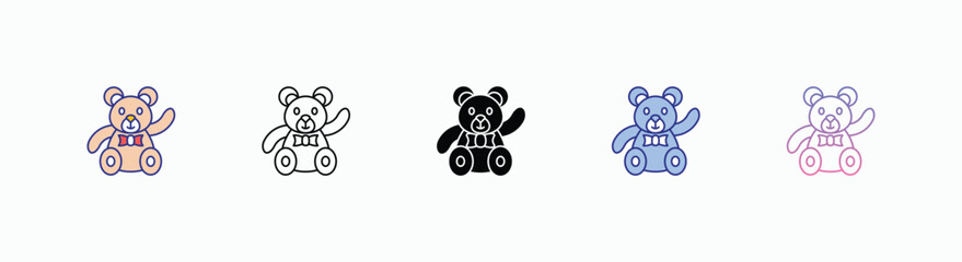 Teddy Bear icons set in different style vector stock 