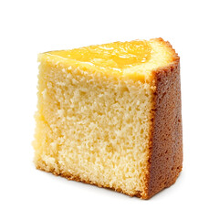 A thick slice of lemon pound cake with soft crumb, golden crust, and subtle lemon flavor