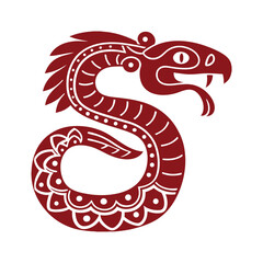 Pre-Hispanic Serpent Feathered serpent (Quetzalcoatl) coiled in a geometric pattern