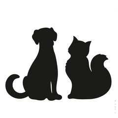 Dog and Cat Silhouette Vector | Pet Animal Clipart PNG for Cricut, Logo, Sticker Design