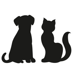 Dog and Cat Silhouette Vector | Pet Animal Clipart PNG for Cricut, Logo, Sticker Design