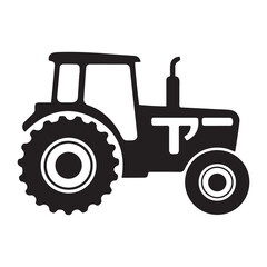 Tractor Vector Black silhouettes icon. Pictogram tractor, side view. with white background